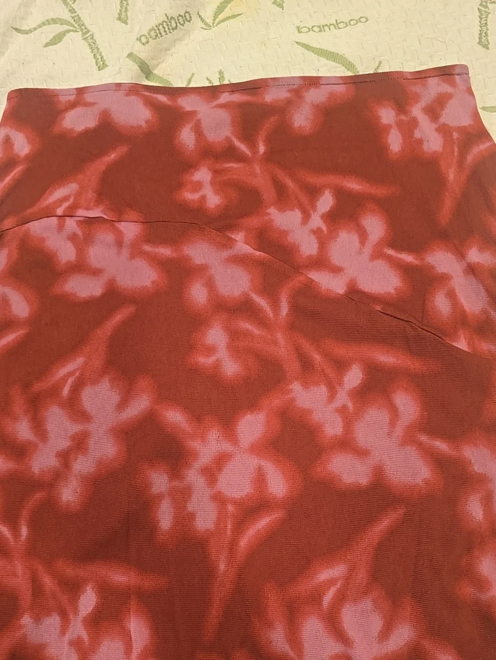 New Red Floral A-Line Midi Skirt -